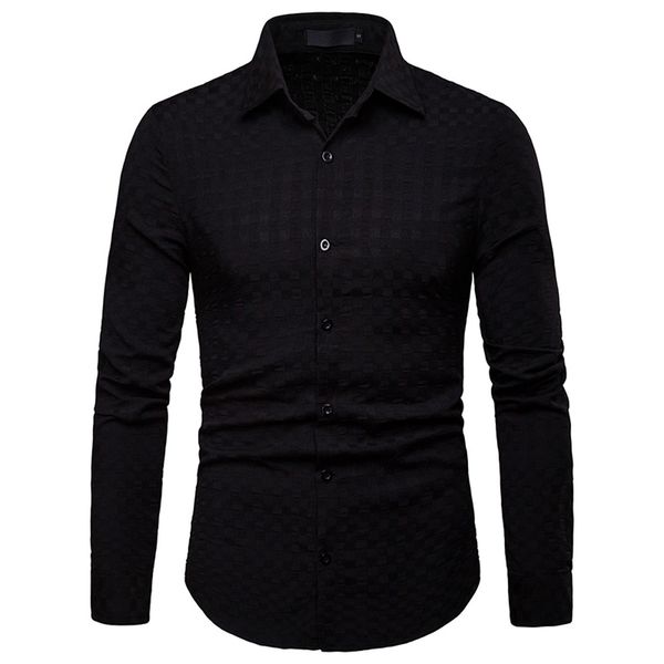 

mens black shirt business men dress shirt no front pocket pure color long sleeved single breasted shirts s  l xl xxl, White;black