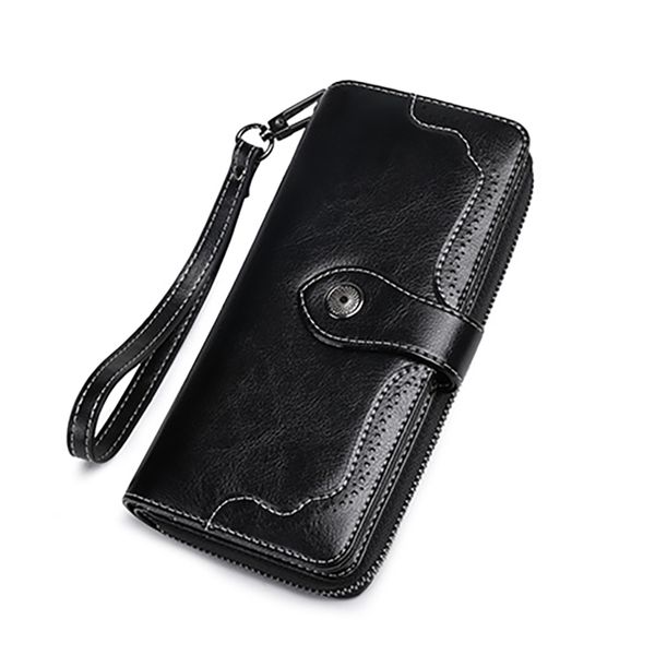 

auau-sendefn hollow out wallet women leather coin purse female long design women's wallet zipper with strap 5197-6, Red;black