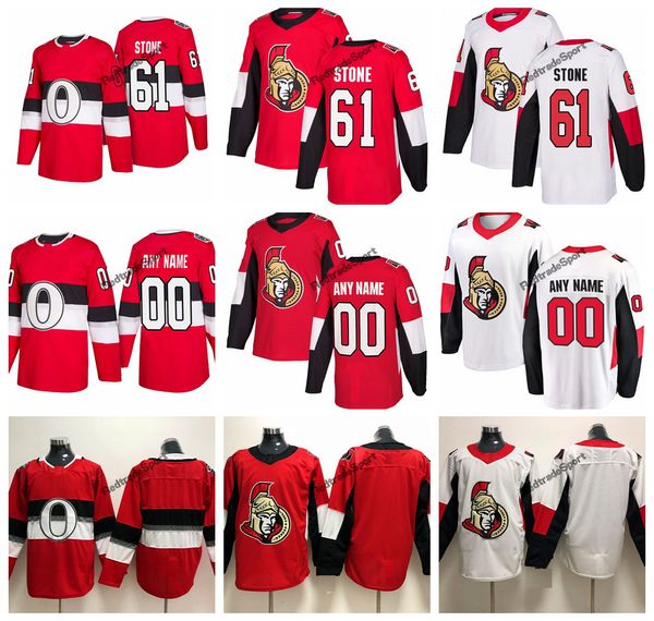 

2019 mark stone ottawa senators hockey jerseys 100th classic mens custom name home red red #61 mark stone stitched hockey shirts s-xxxl, Black;red