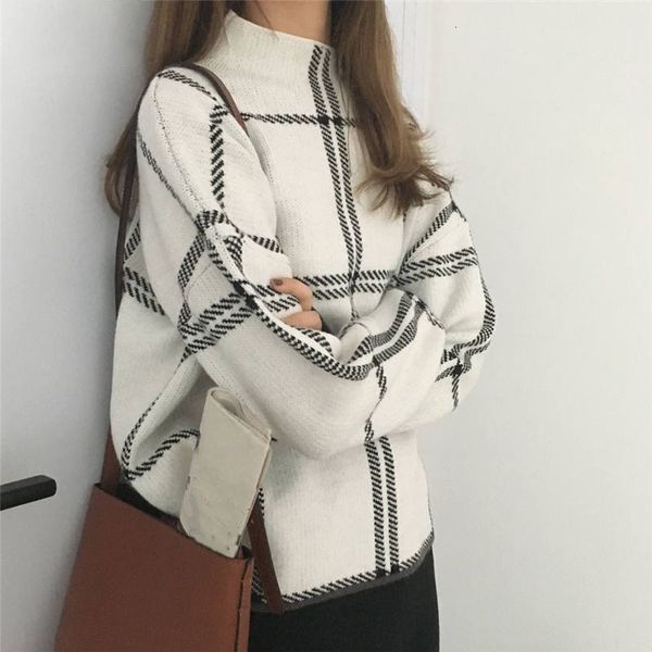 

womens sweaters sweater women korean loose sweater 2019 winter sueter mujer women knitwear long sleeve pullover turtleneck knit 36879, White;black
