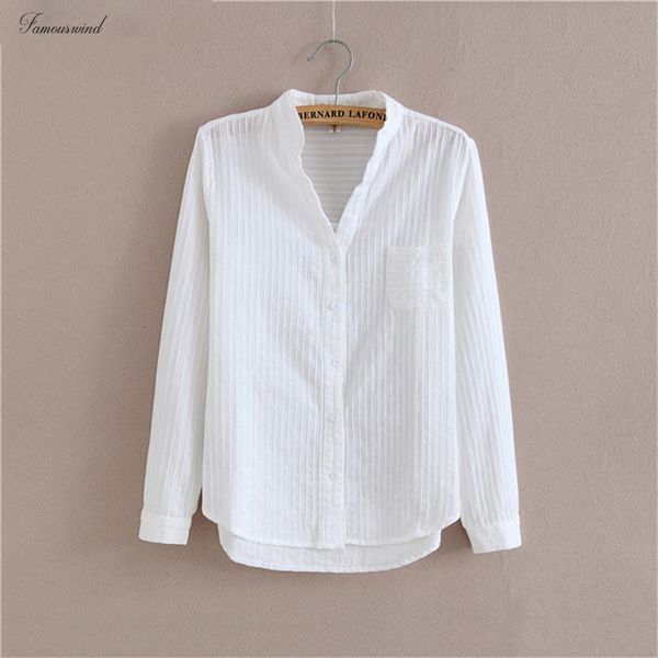 

100% хлопок блузка рубашка высокого качества осень с длинным рукавом твердые женщины белые рубашки тонкий женские повседневные женские топы, White