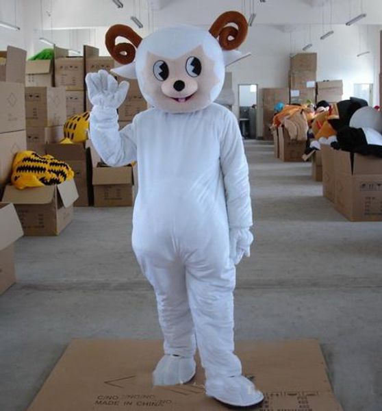 2019 Outlets de fábrica Material EVA Trajes de mascote de ovelha branca Vestuário de desenho animado Mascarada festa de aniversário