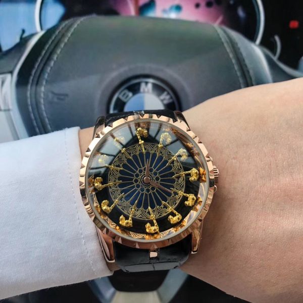 

wholesale mens fashion watch twelve knights round table stainless steel quartz movement classic male watches leather strap sport wristwatch, Slivery;brown