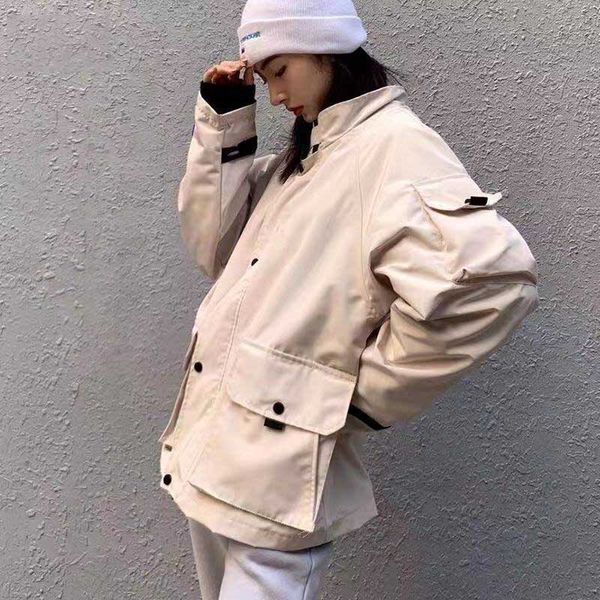 

2019 new hot winter designer mens женщины марк пальто ветровка куртка воротник стойка функция работа черное хаки розового повседневный m-xl, Black;brown
