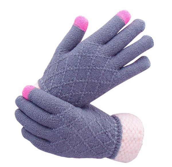 

winter knit gloves touchscreen warm thermal elastic cuff texting anti slip for women men ing, Blue;gray