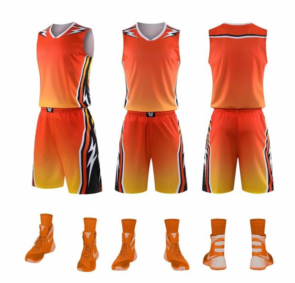 

men blank double-sided basketball team uniforms kits sports clothes tracksuits personality customized basketball sets with shorts 29-14, Blue;black
