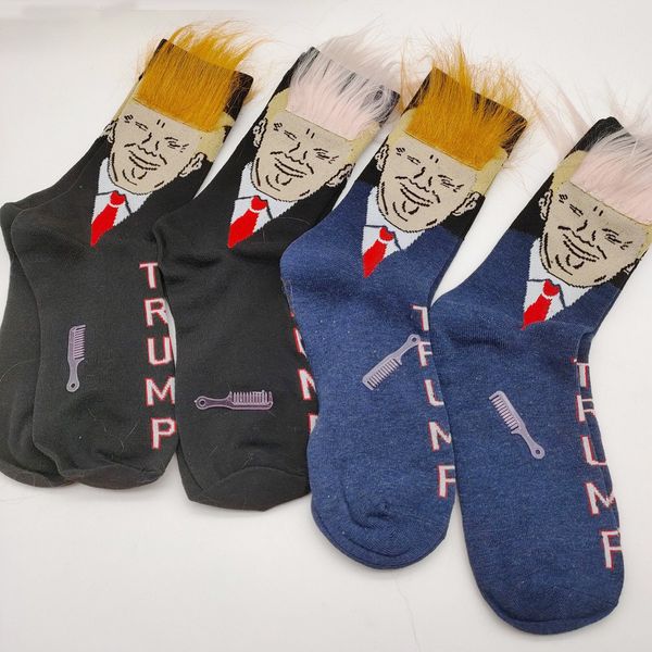 

president donald trump hair socks funny novelty socks for men women fake hair socks christmas funny, Blue;gray