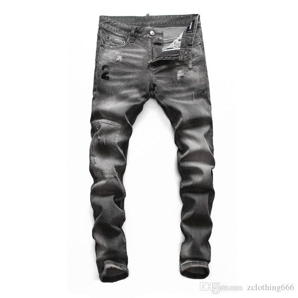 

новый конструктор мужские джинсы casual luxury джинсы мужчины моды проблемные ripped тонкий мото- дизайнер sweatpants мужские дизайнерские б, Blue