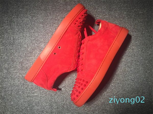 

new style red bottoms junior spikes orlato men flat triple green suede leather vintage sock low sneaker runner martin trainer 02z, Black