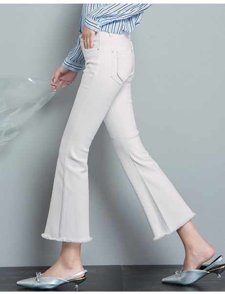 

the white the new bell bottoms joker burrs bootleg cowboy pants high waist and buttock elastic panty, Blue