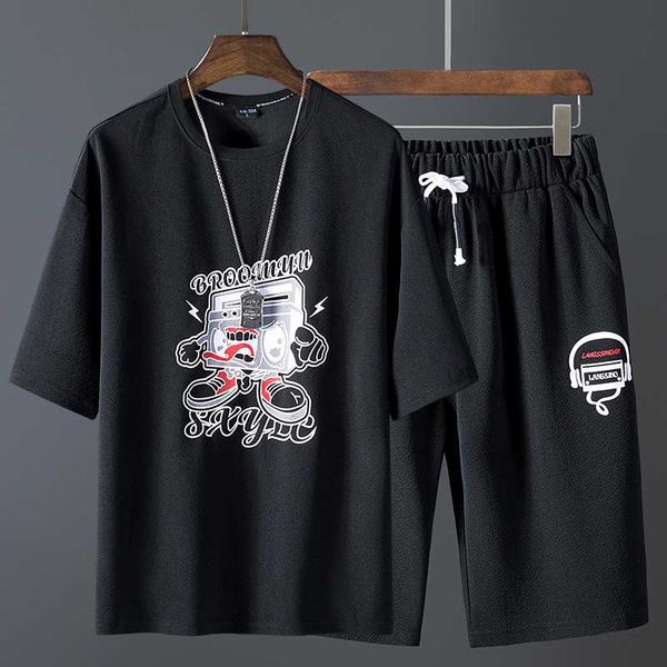 

men's tracksuits 2019 new arrival fashion active two-piece suit summer casual breathable soft thin mens cloth polyester 5 styles wholes, Gray