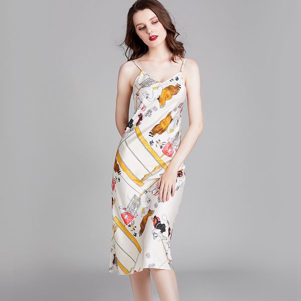 

silky kimono robe gown nightwear beige women nightdress print spaghetti strap nightgown satin sleepwear intimate lingerie, Black;red