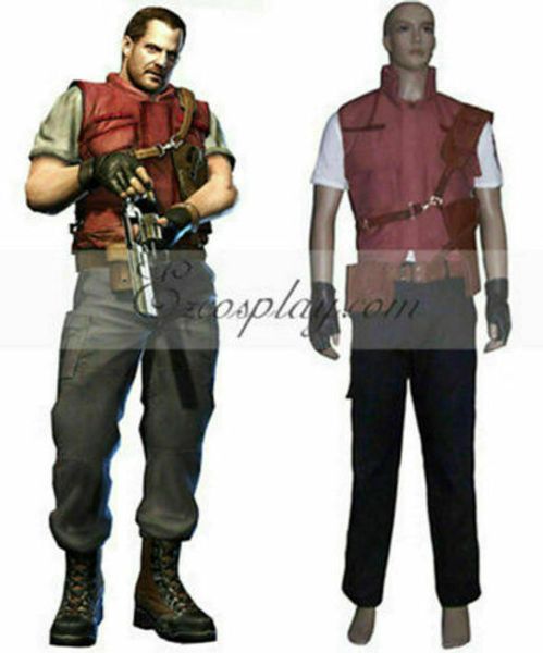 

new resident evil 5 barry burton anime uniform cosplay costume, Black;red