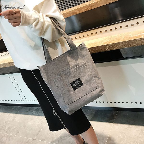 

women corduroy canvas shoulder bags female eco cloth handbag tote grocery reusable foldable shopping bag cotton lining