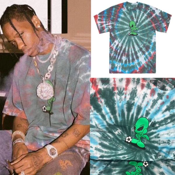 

Hip hop travi cott a troworld alien tie dye tee t men women high treet a troworld travi cott t hirt, White;black