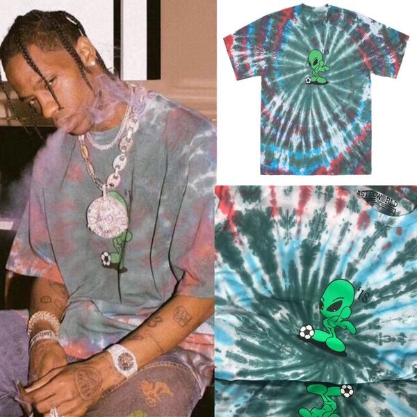 

Хип-хоп Трэвис Скотт Astroworld Alien Tie Dye Tee T Мужчины Женщины высокого качества High Street Фу