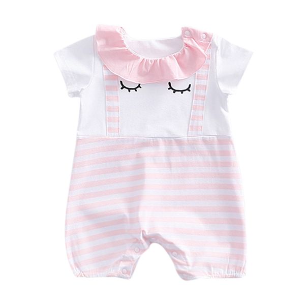

infant baby cartoon animal print short sleeve rompers kids girls boys bodysuit jumpsuit newborn clothes, Blue
