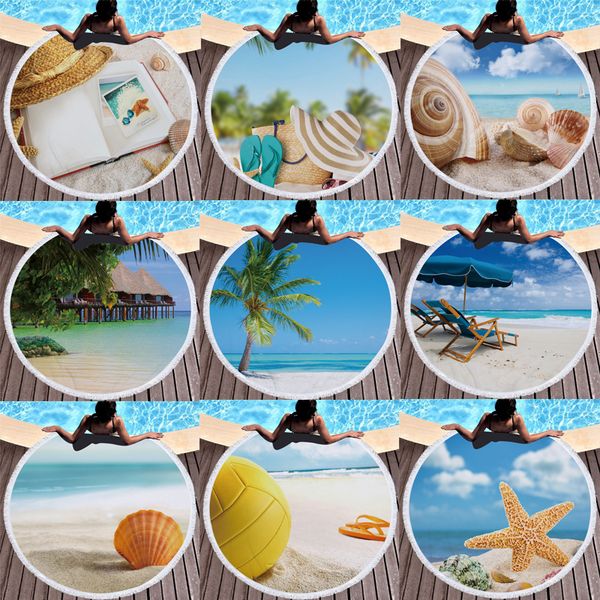 

ocean tassel round bath towel beach conch towel microfibre travel compressed shower bathroom towels bath towels for adults blanket