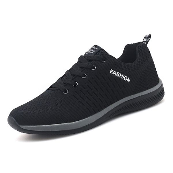 

2019 new mesh men casual shoes lac-up men shoes lightweight comfortable breathable walking sneakers tenis feminino zapatos, Black