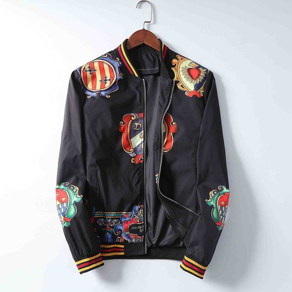 

ss19 новая мода зима мужская черный печатных куртка молния теплый толстый качество толстовка повседневная свободные мужская куртка высокое к, Black;brown