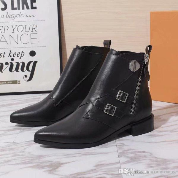 

19ss lovutt jumble womens boots shoes zipper ankle boots black brown monogram designers shoes with original box, Blue;gray