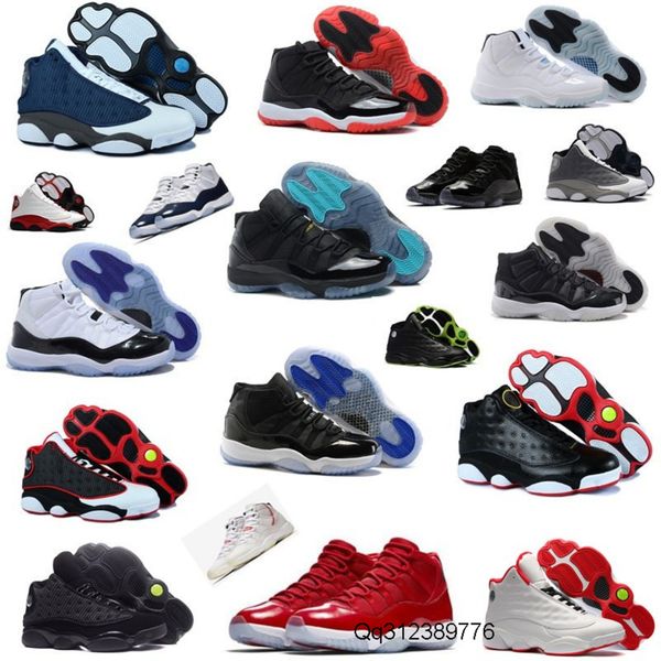 

11s concord 13s chicago flint black cat mens basketball sports 11 bred space jam gamma blue men women sneakers designer size 7 - 13