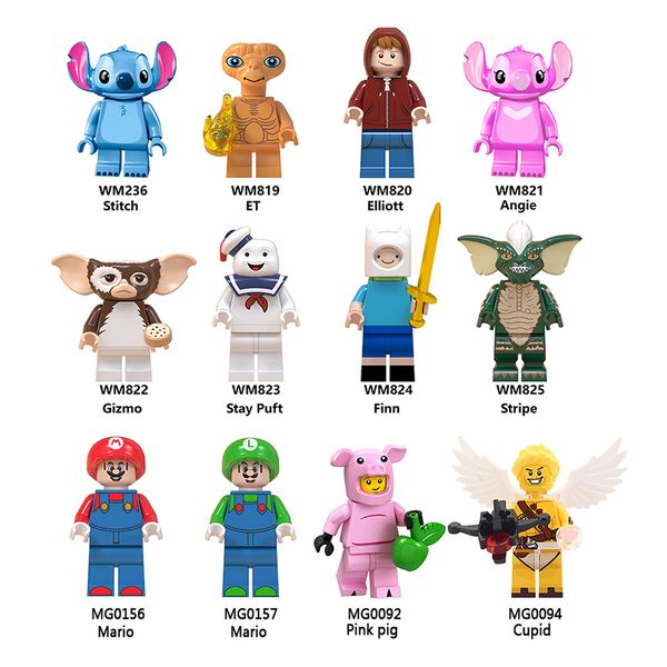 

Строительные блоки Ужин Mario Stitch Gizmo Stripe Pink pig ET DIY минифигурки милые картинки для детей