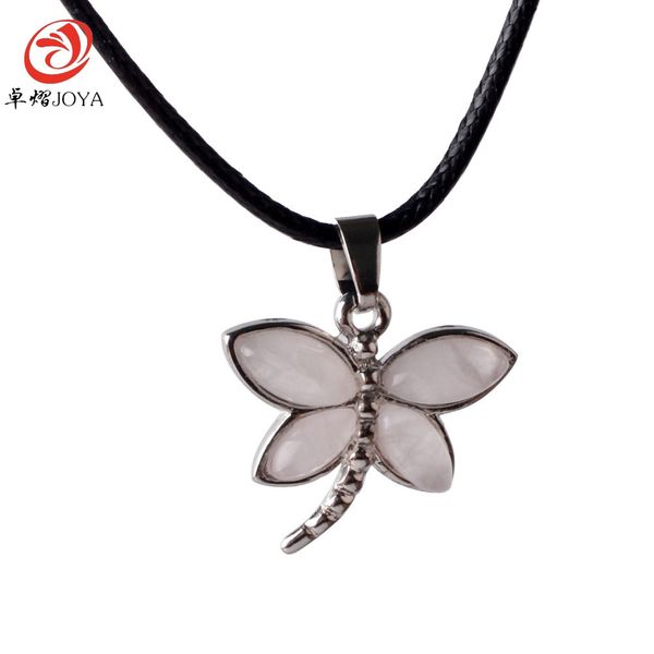 

new arrivals fashion women dragonfly crystal natural stone pendants necklaces chain charms jewelry valentine day maxi colar lol, Silver