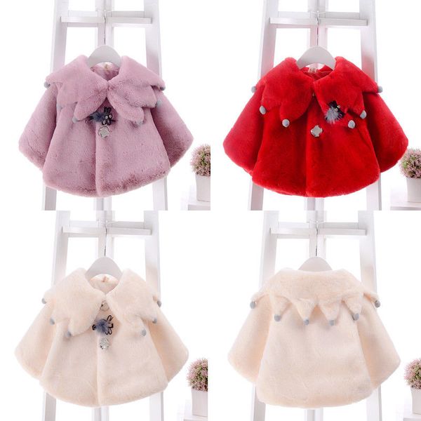 

baby girl winter warm fur fleece ocs coat cloak hooded thick outwear jacket xmas, Blue;gray