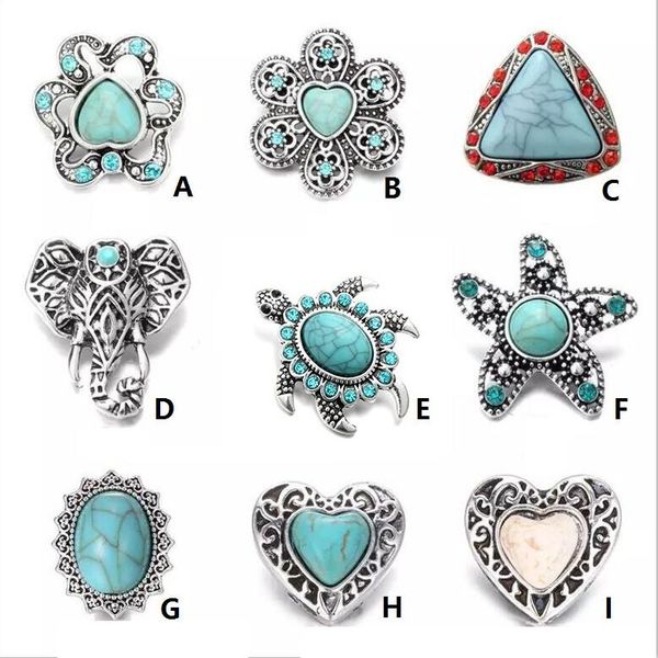 

noosa tortoise shape ginger snap chunks turquoise stone starfish 18mm snap buttons diy snap bracelet jewelry gift