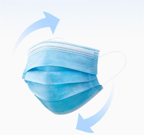 

dhl ship aahousehold products dustproof 3 layer party mask ear hook belt elastic blue shipping0101 ttx9