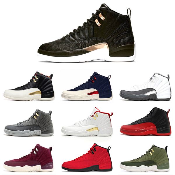 

12 12s men basketball shoes fiba flu game royal university gold midnight black punch playoffs women mens trainers sport sneakers 7-13