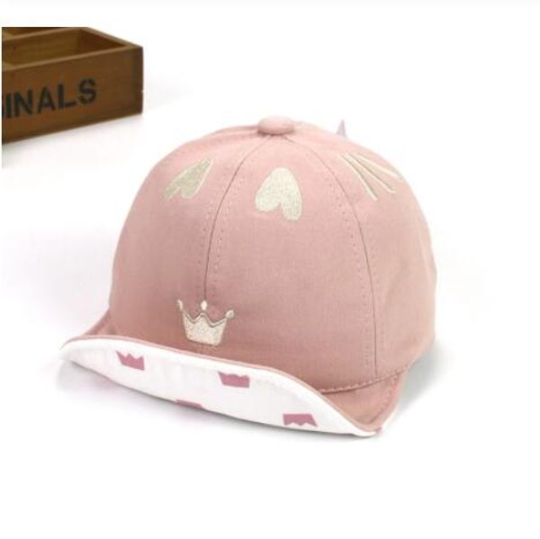 Sevimli Kalp Taç Bebek Kız Şapka Pamuk Bebek Aksesuarları Yenidoğan Toddler Beyzbol Şapkası Ayarlanabilir Yaz Yeni Bebek Şapkaları GB502