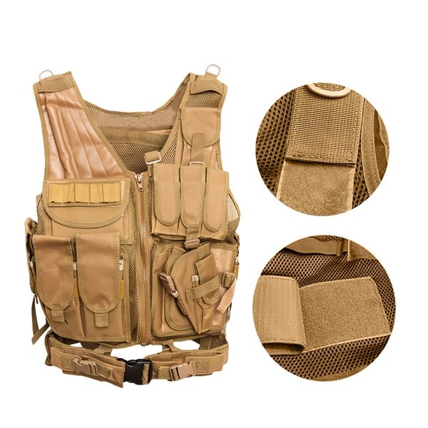 

men's vest camouflage body vest molle armor outdoor jungle equipment(khaki) tactical vests, Black;green