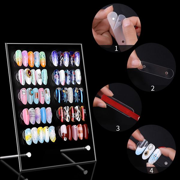 

clear false tips magnetic nail color display chart acrylic nail gel polish display stand color showing shelf card board