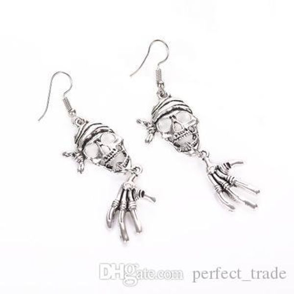 

wholesale vintage wild designer earrings skull earrings women fashion skeleton stud earrings rhinestone luxury jewelry special offer, Silver