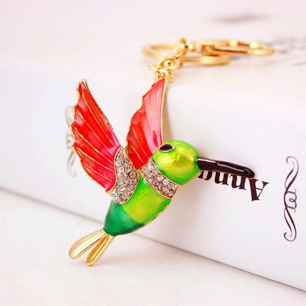 

new bird pendant keychain drip oil enamel alloy animal key chain 3pcs/lot gold tone plated rhinestone car key ring holder, Slivery;golden