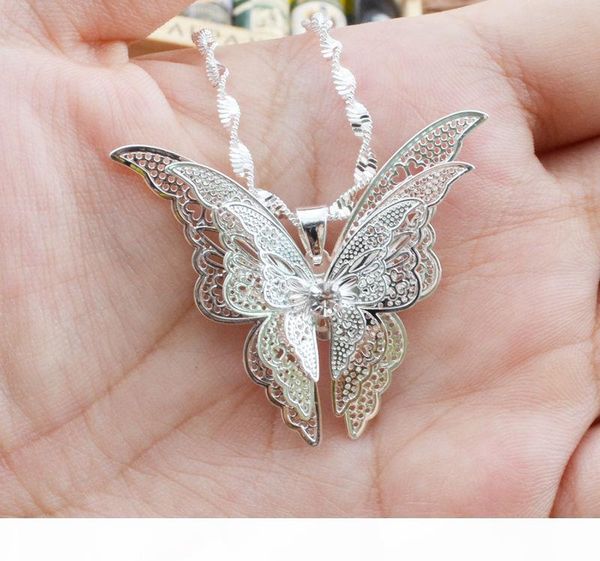 

brand new women lady girl 925 sterling silver plated butterfly necklace pendant fashion