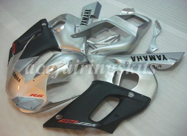 

new abs motorcycle full fairings kit fit for yamaha yzf-r6 1998 1999 2000 2001 2002 r6 bodywork set silver black