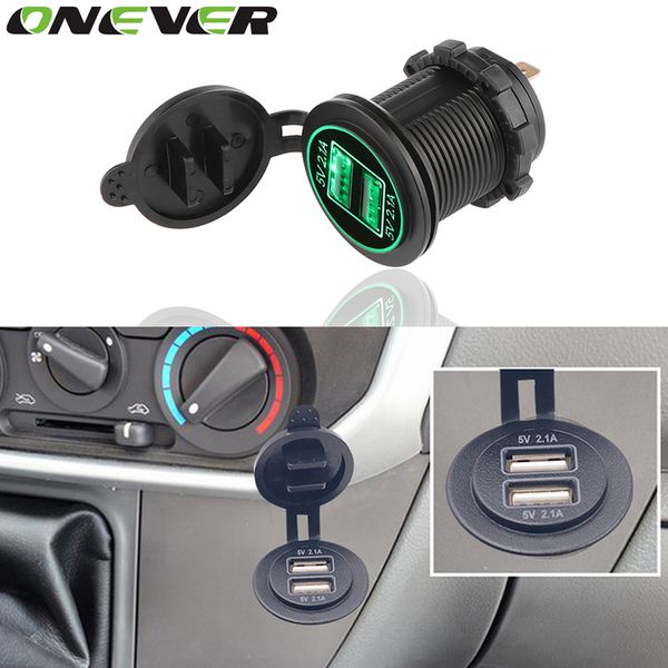 

onever 12-24v usb charger for motorcycle auto truck atv boat led car 4.2a dual usb socket charger power adapter outlet power