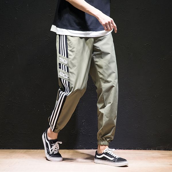 

2020 новый мужской cargo pants hip hop эластичный пояс pure cottoncasual брюки joggers улица одежды сыпучие harajuku пот тяжелое дыхание муж, Black