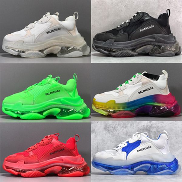 

balÃ¨ncÃ¬aga crystal bottom triple-s leisure shoes design dad shoes platform triple s sneakers for men women vintage kanye old grandpa trainer, Black