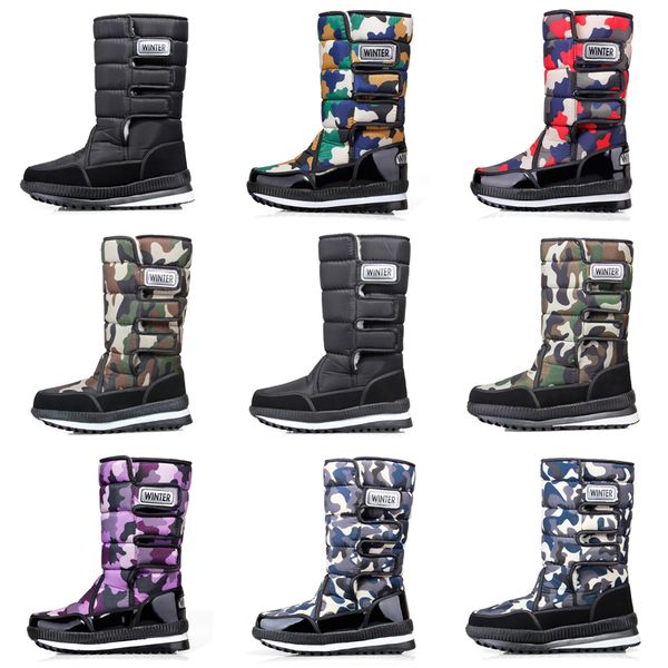 

luxury designer women men boots over the knee thigh high mens snow winter boots waterproof platform booties 36-46, Black
