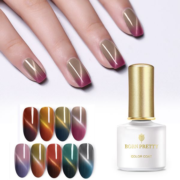 

born pretty thermal magnetic nail gel 6ml cat eye temperature color changing gel polish soak off nail art uv varnish lacquer, Red;pink