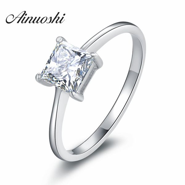 

ainoushi 1 карат принцесса cut кольцо сона nscd 925 стерлингового серебра кольцо диапазона ювелирных изделий женщин обручальное y200106, Slivery;golden