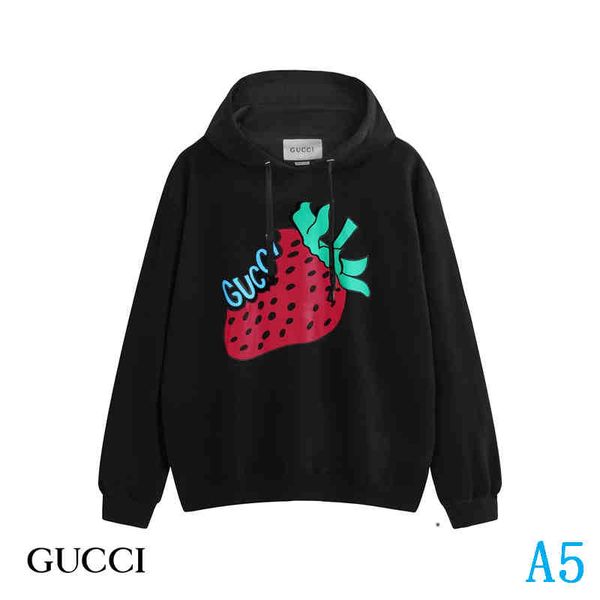 

luxury men hoodie brand strawberry pattern sale women fashion wearing luxury hoodie man fashion solid color clothinga5, Black