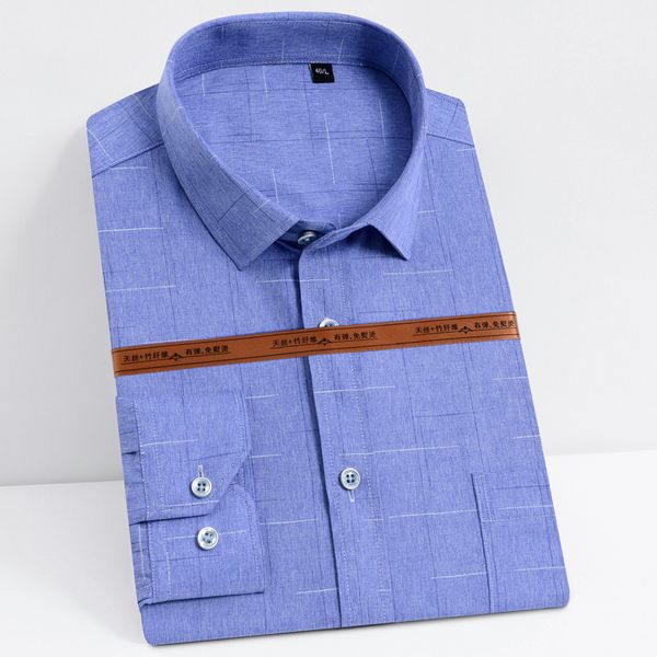 

мужская повседневная клетчатая клетчатая печать стрейч-рубашка с одним накладным карманом удобные рубашки из бамбукового волокна standard-fi, White;black