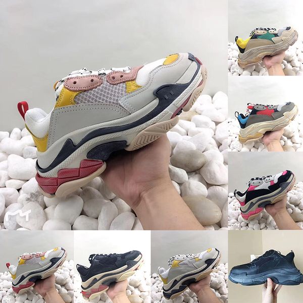 

men shoes triple s vintage dad shoes 17fw paris fashion designer platform sneakers triple black white pink increasing luxe dress shoe 2020