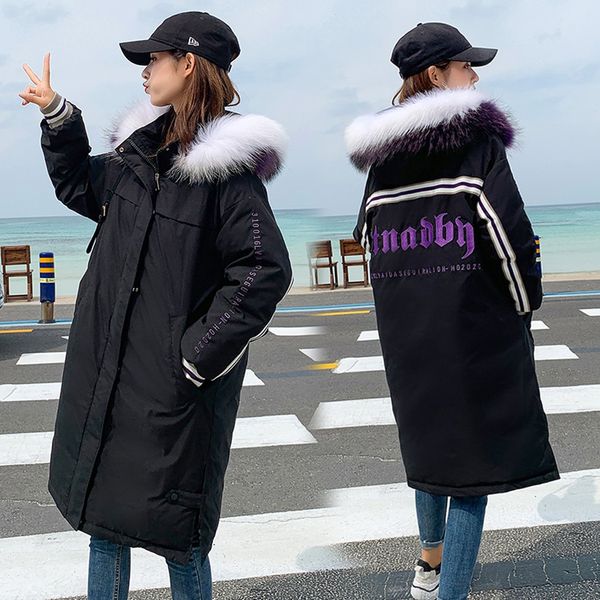 

winter jacket women 2019 female coat hooded slim outwear woman long parka faux fur cotton padded abrigos mujer invierno#j30, Tan;black