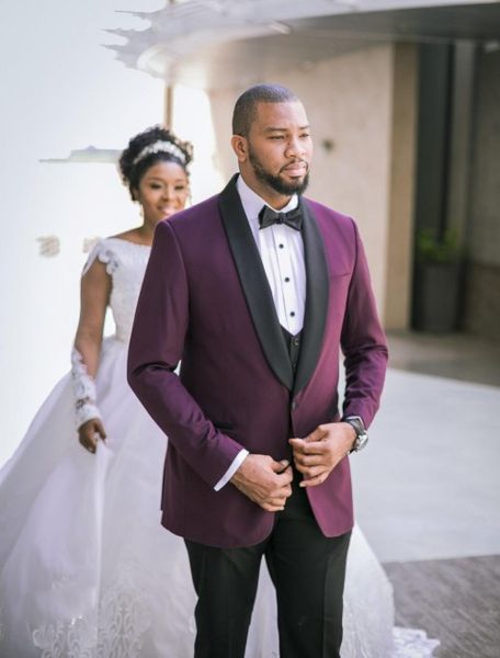 

latest design one button burgundy groom tuxedos groomsmen man suits mens wedding blazer suits (jacket+pants+vest+tie) no:490, Black;gray